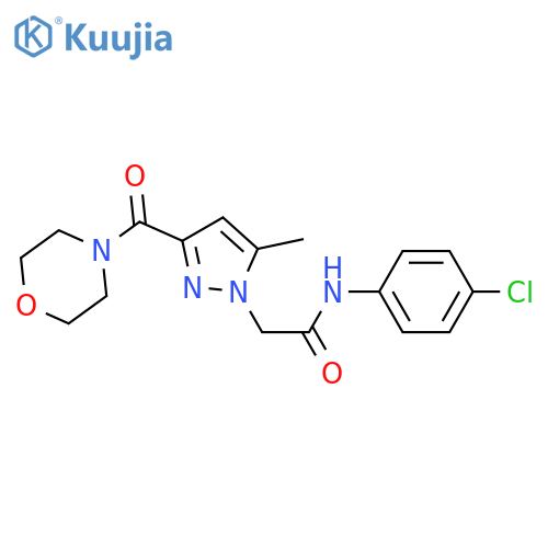 N-(4-chlorophenyl)-2-[5-methyl-3-(morpholine-4-carbonyl)-1H-pyrazol-1-yl]acetamide structure