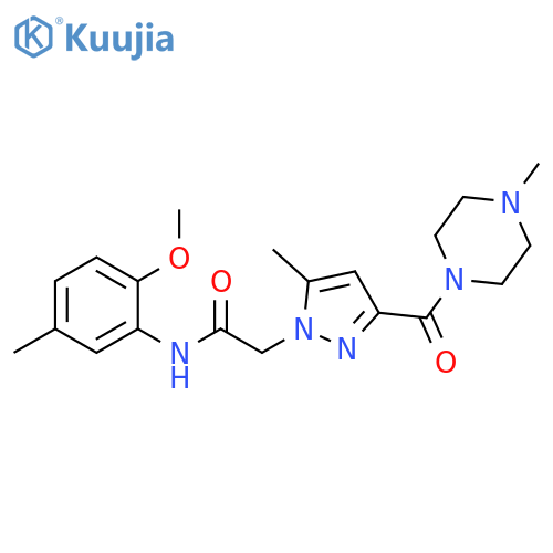 N-(2-methoxy-5-methylphenyl)-2-5-methyl-3-(4-methylpiperazine-1-carbonyl)-1H-pyrazol-1-ylacetamide structure