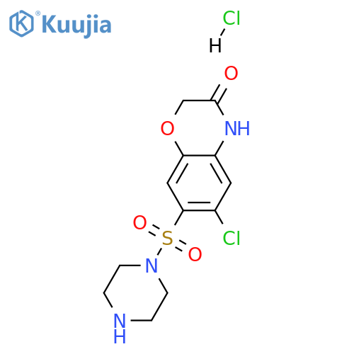 6-chloro-7-piperazin-1-ylsulfonyl-4H-1,4-benzoxazin-3-one;hydrochloride structure