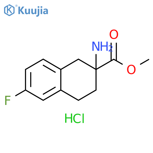 2-Naphthalenecarboxylic acid, 2-amino-6-fluoro-1,2,3,4-tetrahydro-, methyl ester, hydrochloride (1:1) structure
