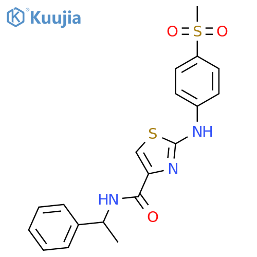 2-(4-methanesulfonylphenyl)amino-N-(1-phenylethyl)-1,3-thiazole-4-carboxamide structure