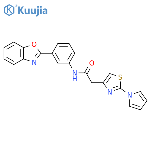 N-3-(1,3-benzoxazol-2-yl)phenyl-2-2-(1H-pyrrol-1-yl)-1,3-thiazol-4-ylacetamide structure