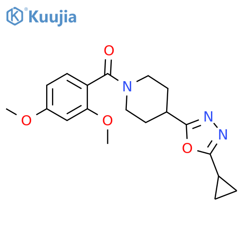 4-(5-cyclopropyl-1,3,4-oxadiazol-2-yl)-1-(2,4-dimethoxybenzoyl)piperidine structure