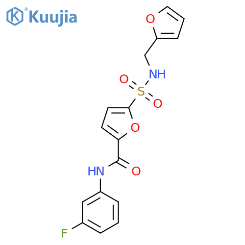N-(3-fluorophenyl)-5-{(furan-2-yl)methylsulfamoyl}furan-2-carboxamide structure