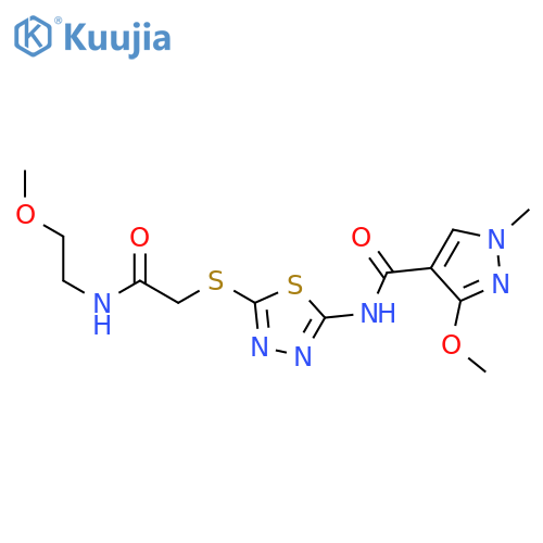 3-methoxy-N-[5-({[(2-methoxyethyl)carbamoyl]methyl}sulfanyl)-1,3,4-thiadiazol-2-yl]-1-methyl-1H-pyrazole-4-carboxamide structure