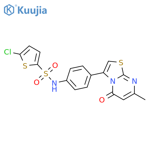 5-chloro-N-(4-{7-methyl-5-oxo-5H-1,3thiazolo3,2-apyrimidin-3-yl}phenyl)thiophene-2-sulfonamide structure