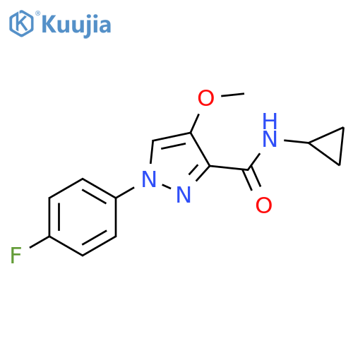 N-cyclopropyl-1-(4-fluorophenyl)-4-methoxy-1H-pyrazole-3-carboxamide structure