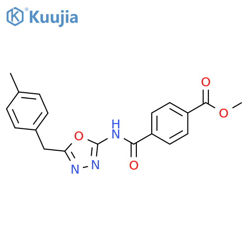 methyl 4-({5-(4-methylphenyl)methyl-1,3,4-oxadiazol-2-yl}carbamoyl)benzoate structure