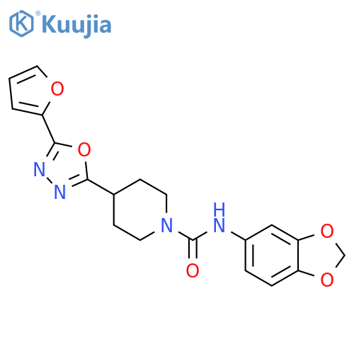 N-(2H-1,3-benzodioxol-5-yl)-4-5-(furan-2-yl)-1,3,4-oxadiazol-2-ylpiperidine-1-carboxamide structure