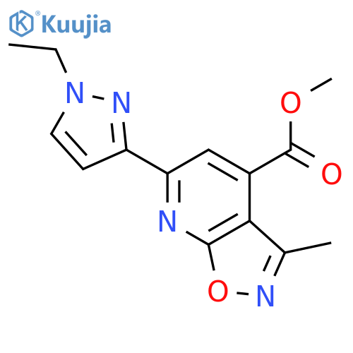 methyl 6-(1-ethyl-1H-pyrazol-3-yl)-3-methyl-1,2oxazolo5,4-bpyridine-4-carboxylate structure