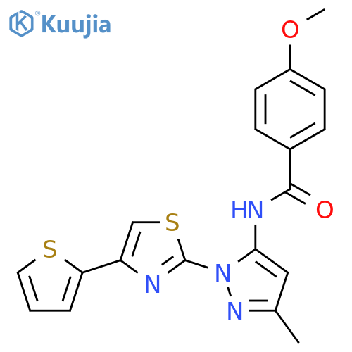 4-methoxy-N-{3-methyl-1-4-(thiophen-2-yl)-1,3-thiazol-2-yl-1H-pyrazol-5-yl}benzamide structure