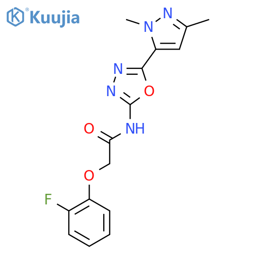N-5-(1,3-dimethyl-1H-pyrazol-5-yl)-1,3,4-oxadiazol-2-yl-2-(2-fluorophenoxy)acetamide structure