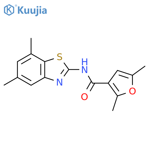 N-(5,7-dimethyl-1,3-benzothiazol-2-yl)-2,5-dimethylfuran-3-carboxamide structure