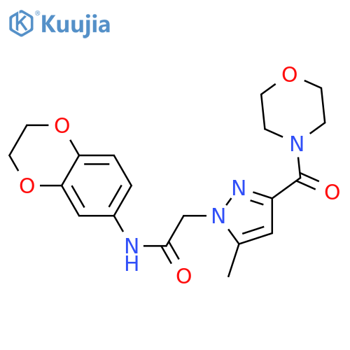 N-(2,3-dihydro-1,4-benzodioxin-6-yl)-2-5-methyl-3-(morpholine-4-carbonyl)-1H-pyrazol-1-ylacetamide structure