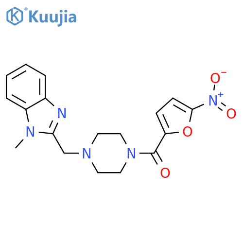 1-methyl-2-{[4-(5-nitrofuran-2-carbonyl)piperazin-1-yl]methyl}-1H-1,3-benzodiazole structure