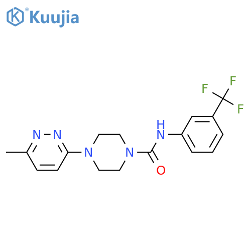 4-(6-methylpyridazin-3-yl)-N-[3-(trifluoromethyl)phenyl]piperazine-1-carboxamide structure