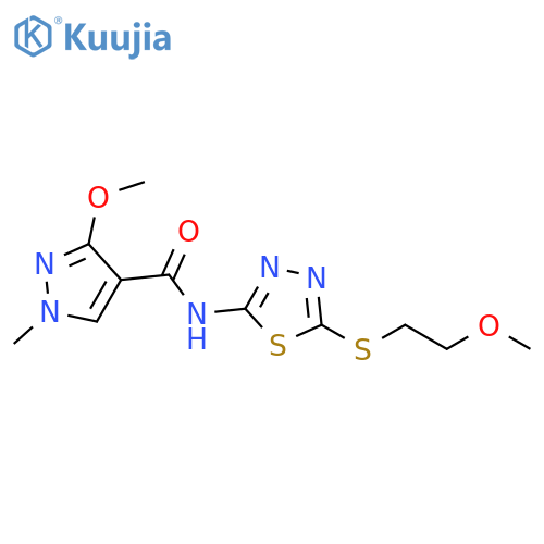 3-methoxy-N-{5-[(2-methoxyethyl)sulfanyl]-1,3,4-thiadiazol-2-yl}-1-methyl-1H-pyrazole-4-carboxamide structure