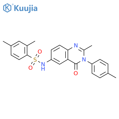 2,4-dimethyl-N-2-methyl-3-(4-methylphenyl)-4-oxo-3,4-dihydroquinazolin-6-ylbenzene-1-sulfonamide structure