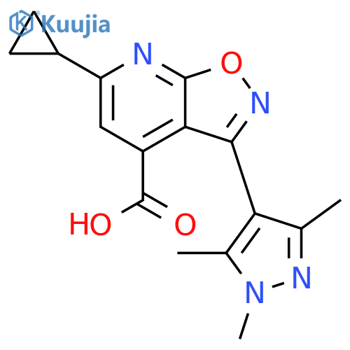 6-cyclopropyl-3-(1,3,5-trimethyl-1H-pyrazol-4-yl)-1,2oxazolo5,4-bpyridine-4-carboxylic acid structure