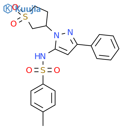 N-1-(1,1-dioxo-1lambda6-thiolan-3-yl)-3-phenyl-1H-pyrazol-5-yl-4-methylbenzene-1-sulfonamide structure