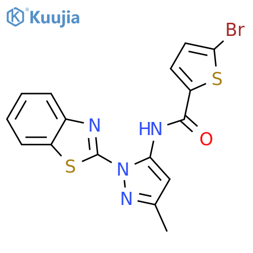 N-1-(1,3-benzothiazol-2-yl)-3-methyl-1H-pyrazol-5-yl-5-bromothiophene-2-carboxamide structure