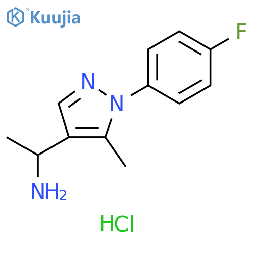 1-1-(4-fluorophenyl)-5-methyl-1H-pyrazol-4-ylethan-1-amine hydrochloride structure