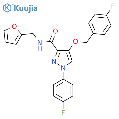1-(4-fluorophenyl)-4-(4-fluorophenyl)methoxy-N-(furan-2-yl)methyl-1H-pyrazole-3-carboxamide structure
