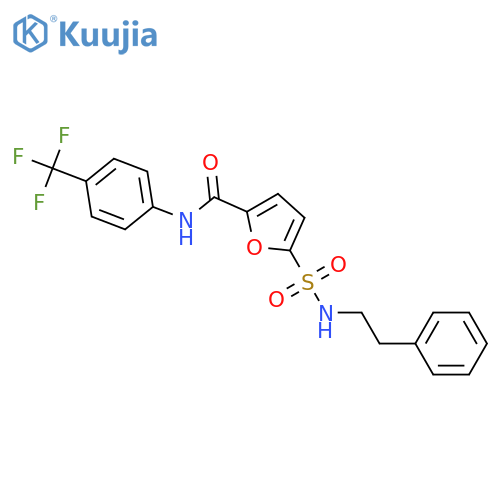 5-(2-phenylethyl)sulfamoyl-N-4-(trifluoromethyl)phenylfuran-2-carboxamide structure