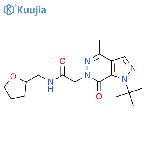 2-{1-tert-butyl-4-methyl-7-oxo-1H,6H,7H-pyrazolo3,4-dpyridazin-6-yl}-N-(oxolan-2-yl)methylacetamide structure