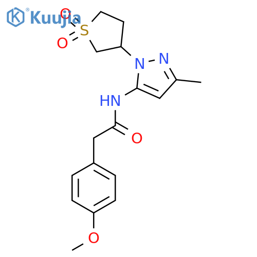 N-1-(1,1-dioxo-1lambda6-thiolan-3-yl)-3-methyl-1H-pyrazol-5-yl-2-(4-methoxyphenyl)acetamide structure