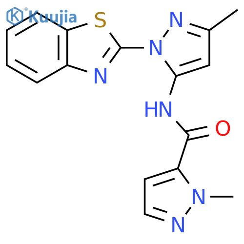 N-1-(1,3-benzothiazol-2-yl)-3-methyl-1H-pyrazol-5-yl-1-methyl-1H-pyrazole-5-carboxamide structure