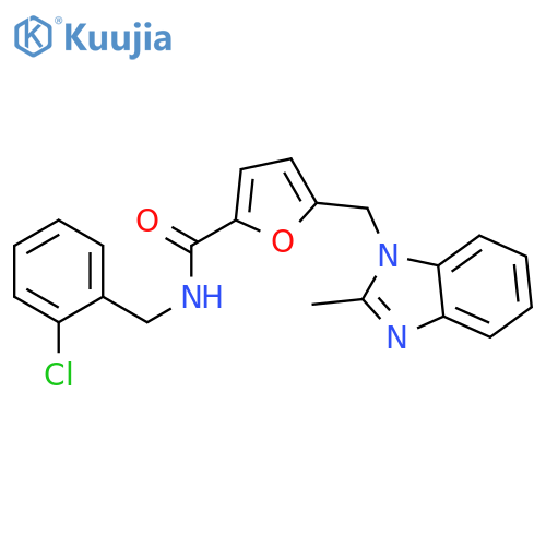 N-(2-chlorophenyl)methyl-5-(2-methyl-1H-1,3-benzodiazol-1-yl)methylfuran-2-carboxamide structure