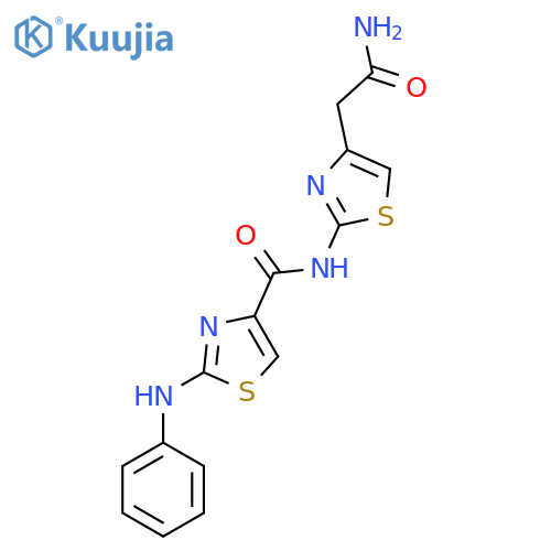 N-4-(carbamoylmethyl)-1,3-thiazol-2-yl-2-(phenylamino)-1,3-thiazole-4-carboxamide structure