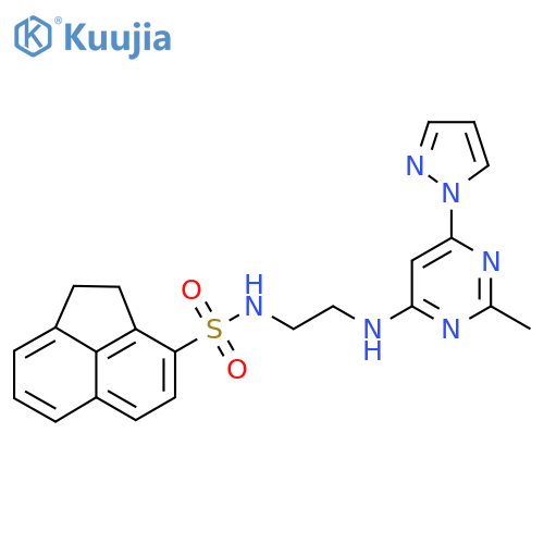 N-(2-{2-methyl-6-(1H-pyrazol-1-yl)pyrimidin-4-ylamino}ethyl)-1,2-dihydroacenaphthylene-3-sulfonamide structure