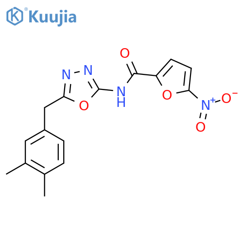 N-{5-(3,4-dimethylphenyl)methyl-1,3,4-oxadiazol-2-yl}-5-nitrofuran-2-carboxamide structure
