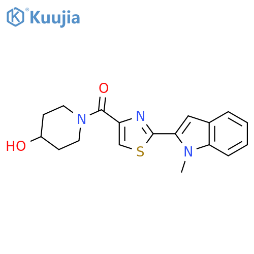 1-2-(1-methyl-1H-indol-2-yl)-1,3-thiazole-4-carbonylpiperidin-4-ol structure