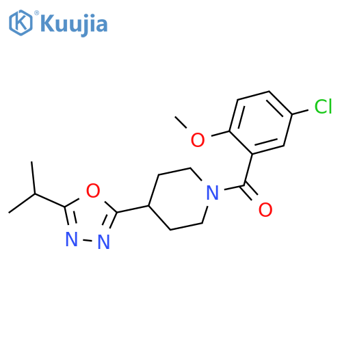 1-(5-chloro-2-methoxybenzoyl)-4-[5-(propan-2-yl)-1,3,4-oxadiazol-2-yl]piperidine structure