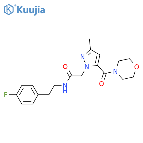 N-[2-(4-fluorophenyl)ethyl]-2-[3-methyl-5-(morpholine-4-carbonyl)-1H-pyrazol-1-yl]acetamide structure