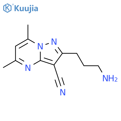 Pyrazolo[1,5-a]pyrimidine-3-carbonitrile, 2-(3-aminopropyl)-5,7-dimethyl- structure