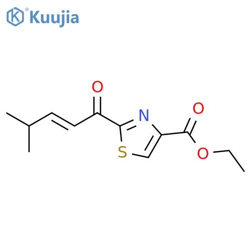 4-Thiazolecarboxylic acid, 2-[(2E)-4-methyl-1-oxo-2-penten-1-yl]-, ethyl ester structure