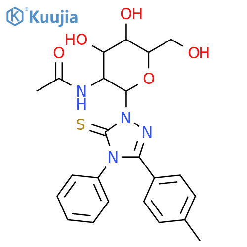 N-[4,5-dihydroxy-6-(hydroxymethyl)-2-[3-(4-methylphenyl)-4-phenyl-5-sulfanylidene-4,5-dihydro-1H-1,2,4-triazol-1-yl]oxan-3-yl]acetamide structure