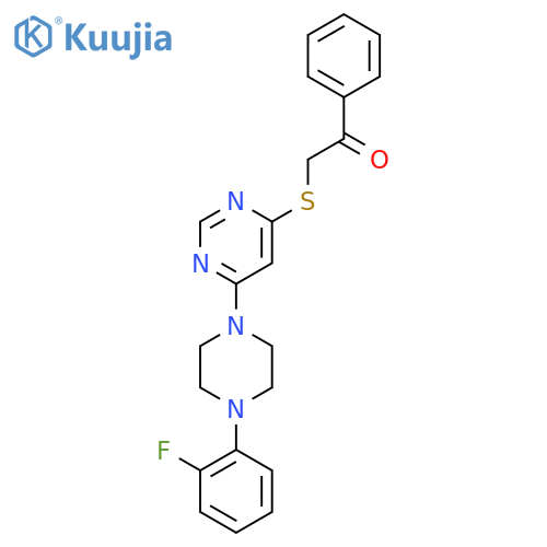 2-({6-4-(2-fluorophenyl)piperazin-1-ylpyrimidin-4-yl}sulfanyl)-1-phenylethan-1-one structure