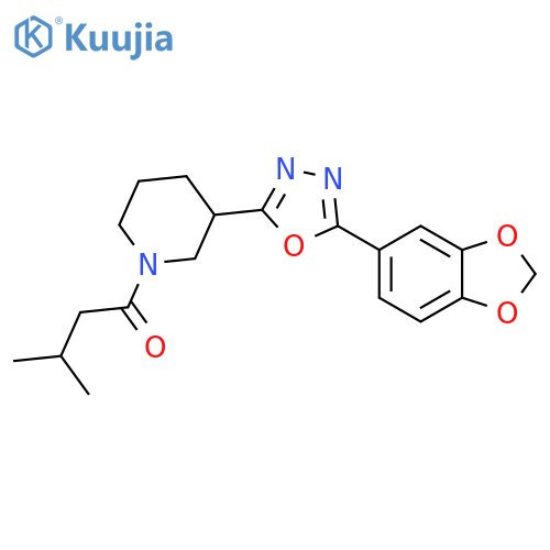 1-{3-5-(2H-1,3-benzodioxol-5-yl)-1,3,4-oxadiazol-2-ylpiperidin-1-yl}-3-methylbutan-1-one structure