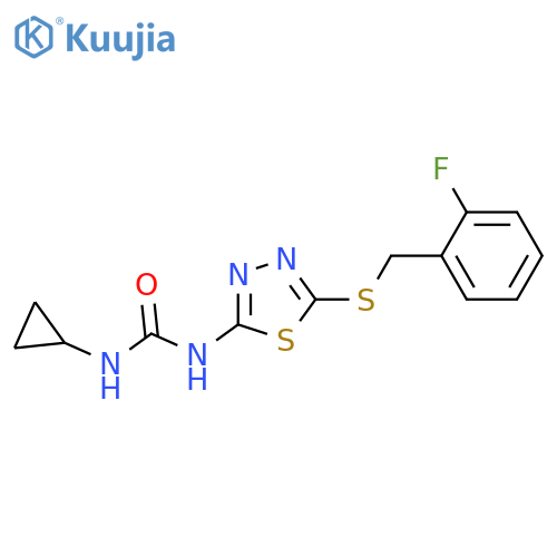 3-cyclopropyl-1-(5-{[(2-fluorophenyl)methyl]sulfanyl}-1,3,4-thiadiazol-2-yl)urea structure