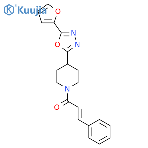 (2E)-1-{4-5-(furan-2-yl)-1,3,4-oxadiazol-2-ylpiperidin-1-yl}-3-phenylprop-2-en-1-one structure