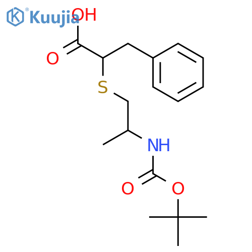 Benzenepropanoic acid, a-[[2-[[(1,1-dimethylethoxy)carbonyl]amino]propyl]thio]- structure