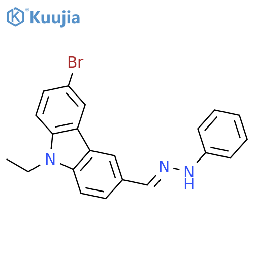 9H-Carbazole-3-carboxaldehyde, 6-bromo-9-ethyl-, phenylhydrazone structure