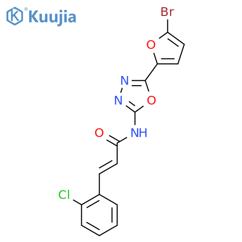 (2E)-N-5-(5-bromofuran-2-yl)-1,3,4-oxadiazol-2-yl-3-(2-chlorophenyl)prop-2-enamide structure