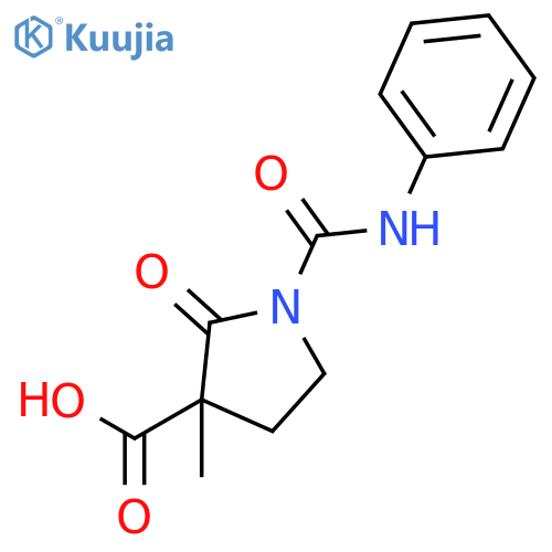 3-Pyrrolidinecarboxylic acid, 3-methyl-2-oxo-1-[(phenylamino)carbonyl]- structure