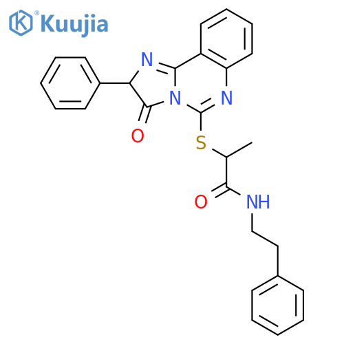 2-({3-oxo-2-phenyl-2H,3H-imidazo[1,2-c]quinazolin-5-yl}sulfanyl)-N-(2-phenylethyl)propanamide structure